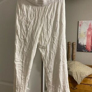 IN Studio White Textured Palazzo Pants
